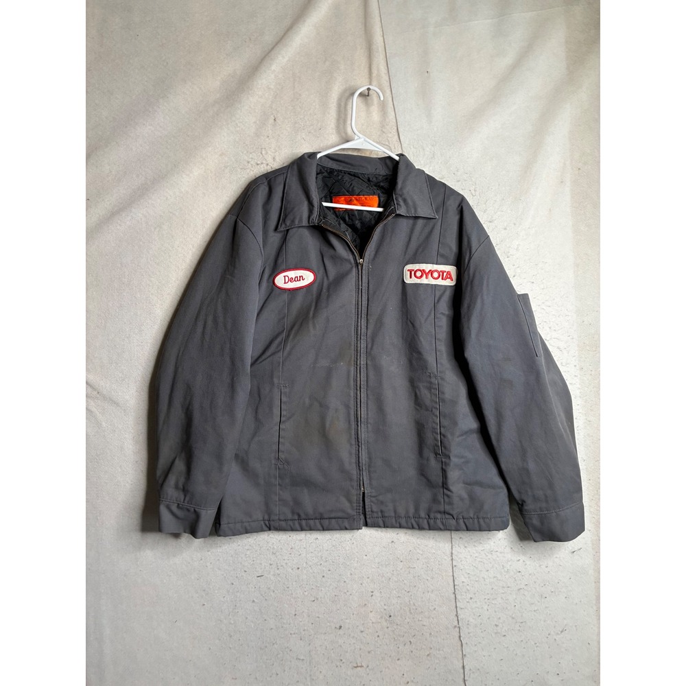 Red Kap Toyota Work Jacket Mens Large Grey Quilted Lined Dean Patch JT50CH